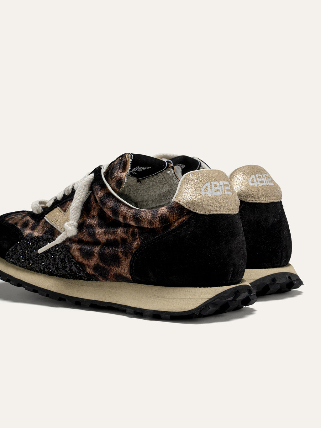 Sneaker VINTAGERUN in Cavallino Leopardato con Glitter Nero e Oro