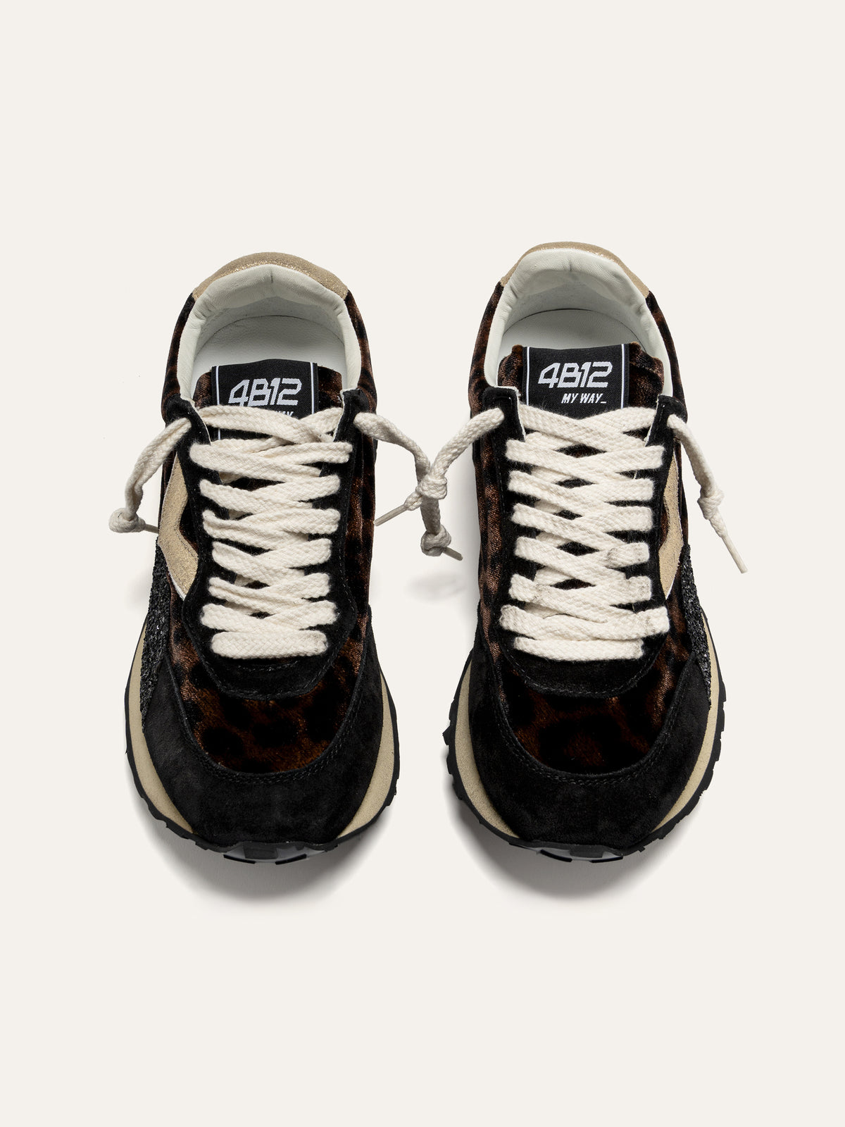 Sneaker VINTAGERUN in Cavallino Leopardato con Glitter Nero e Oro