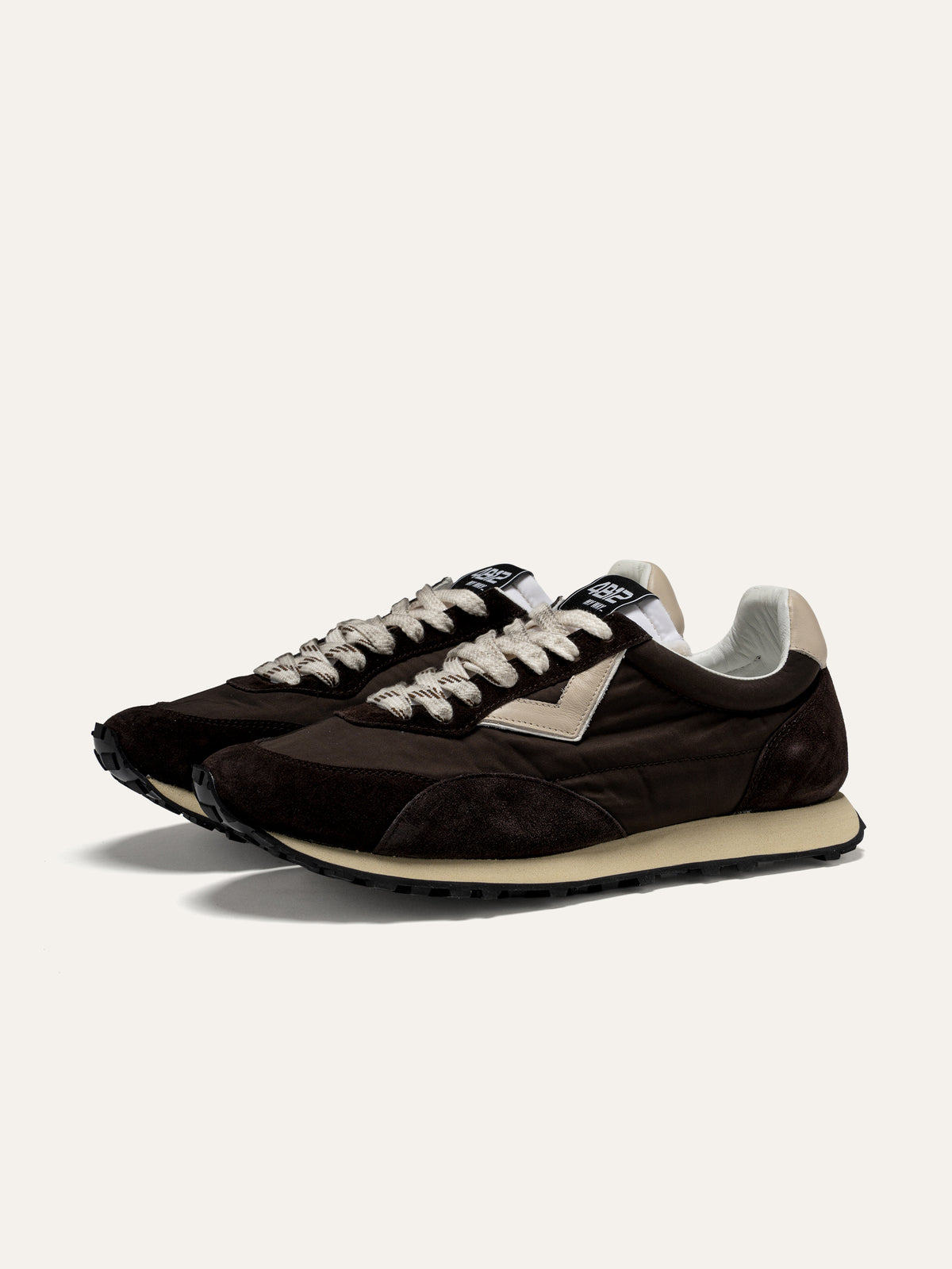 Sneaker VINTAGERUN in Tessuto Marrone e Camoscio Testa di Moro